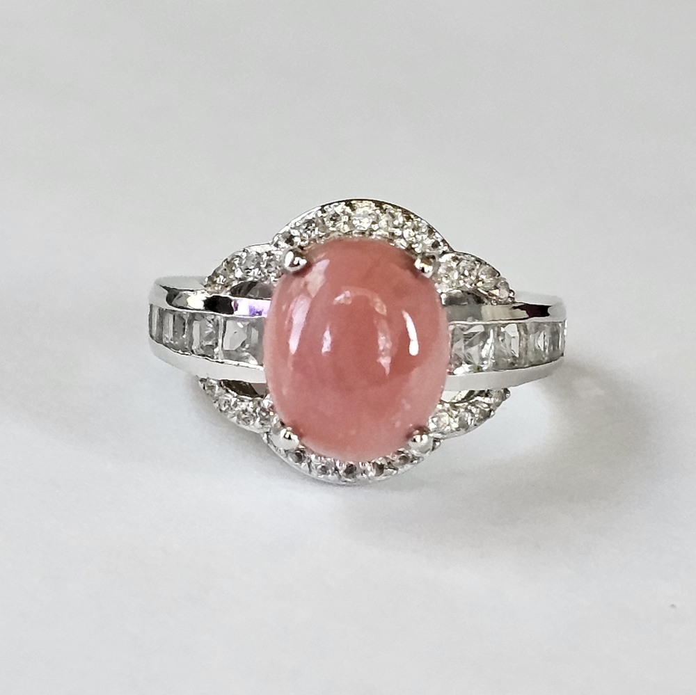 Genuine Peach Opal 🍑 in  Platinum over Sterling Silver Sz 6! NWOT